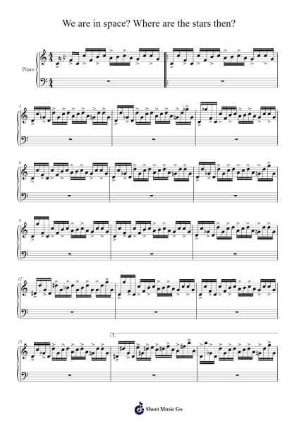 We are in space? Where are the stars then? Sheet Music by Louis Fallard-Arr.Toyngreg