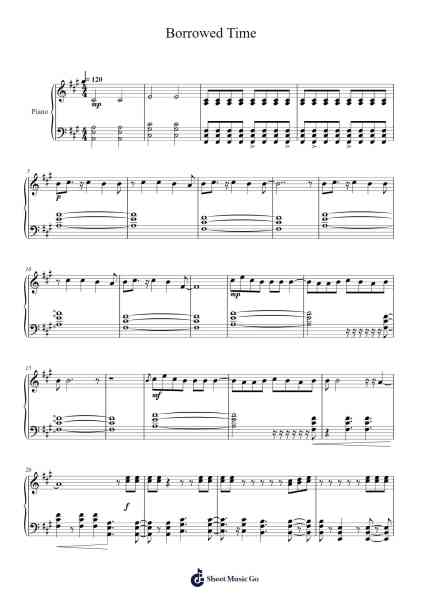 Borrowed Time Sheet Music by Ryan Elder/Tennis-Arr.Sajoy