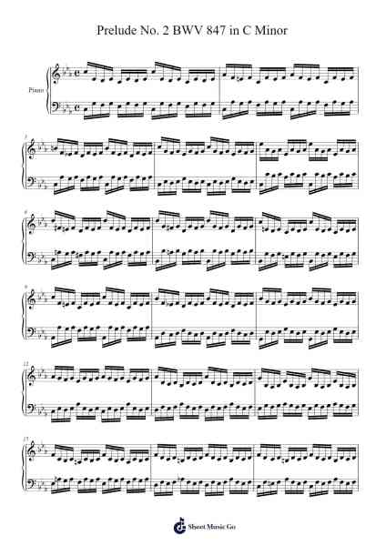 Prelude No. 2 in C Minor, BWV 847 Sheet Music by Johann Sebastian Bach-Arr.Ranphia Boydle