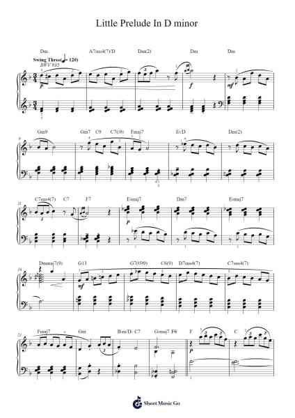 Little Prelude in D Minor, BWV 935 Sheet Music by Johann Sebastian Bach-Arr.Walshfox