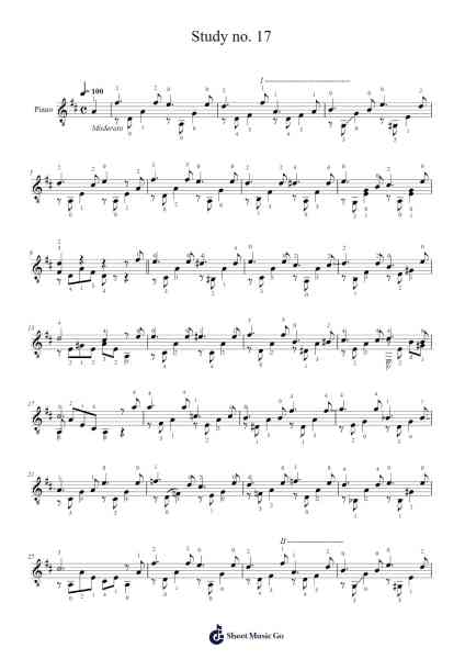 24 Exercices très faciles, Op. 35, No. 17 Sheet Music by Fernando Sor-Arr.Gosnix
