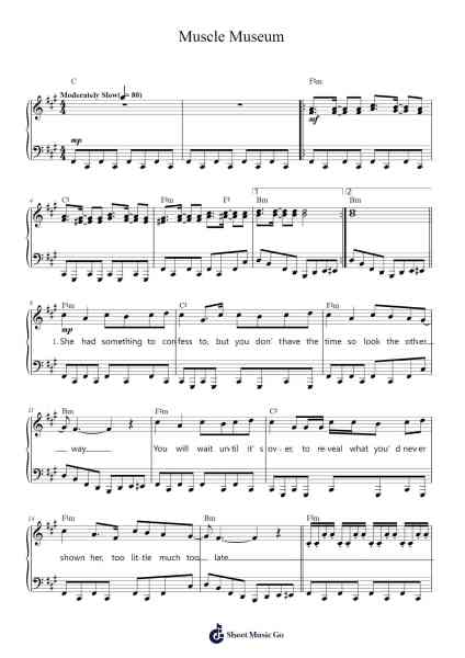 Muscle Museum Sheet Music by Muse-Arr.Morelard