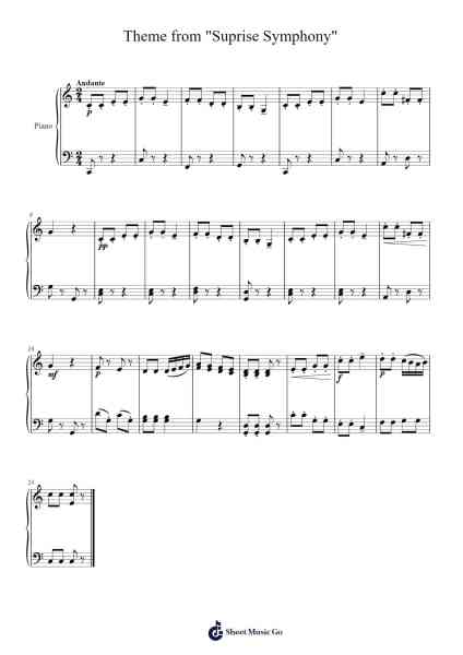 Symphony No. 94 in G Major "Surprise", II. Andante Sheet Music by Joseph Haydn-Arr.Fredcamp Viomia