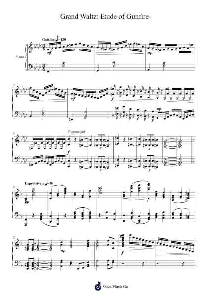 Grand Waltz: Etude of Gunfire Sheet Music by Arthur Duong-Arr.Troyning