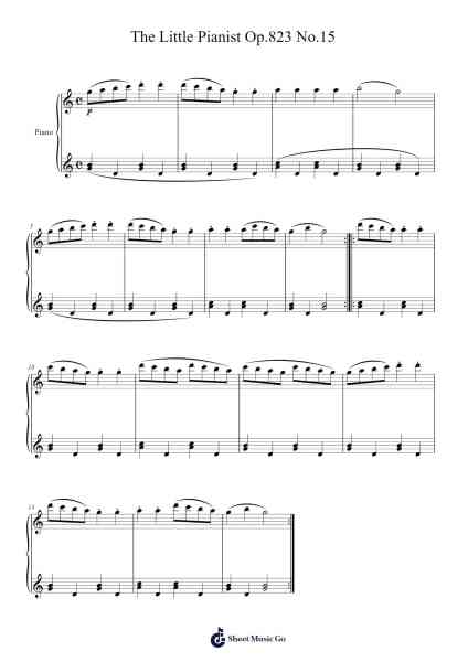 The Little Pianist Op. 823, No. 15 Sheet Music by Carl Czerny-Arr.Bloorvogt