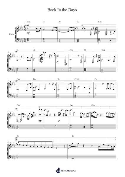 Back In the Days Sheet Music by Kupiers & Winter-Arr.Wanje Phoefra