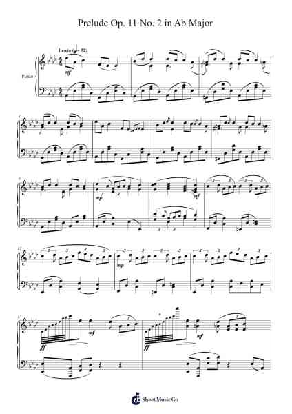 Prelude Op. 11 No. 2 in A-flat Major Sheet Music by Haxy-Arr.Thodorece