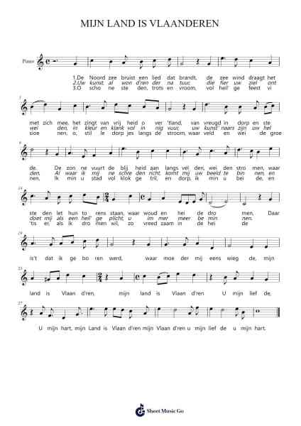 MIJN LAND IS VLAANDEREN Sheet Music by Renaat Veremans-Arr.Gardi Clairero