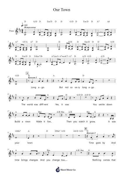 Our Town Sheet Music by Randy Newman-Arr.Maudfox Mikejames