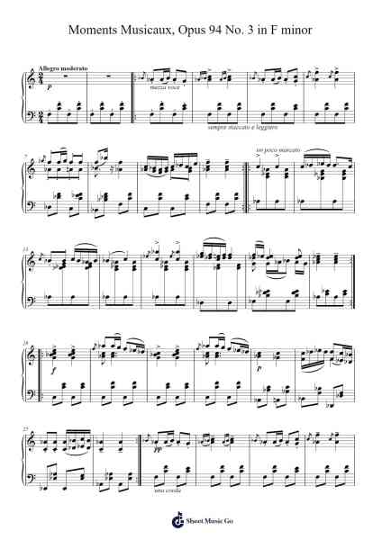 Moments Musicaux, D. 780, Op. 94, No. 3 in F Minor Sheet Music by Franz Schubert-Arr.Yorktie Phisopp