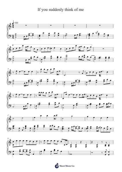 If you suddenly think of me Sheet Music by ChiliChill-Arr.Lytge Bryceckey