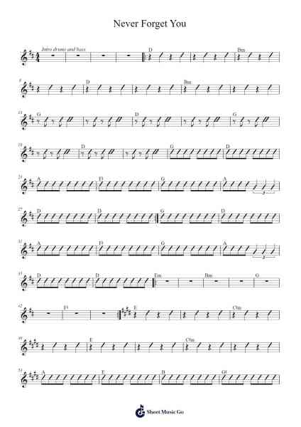 Never Forget You Sheet Music by -Arr.Cisgrey