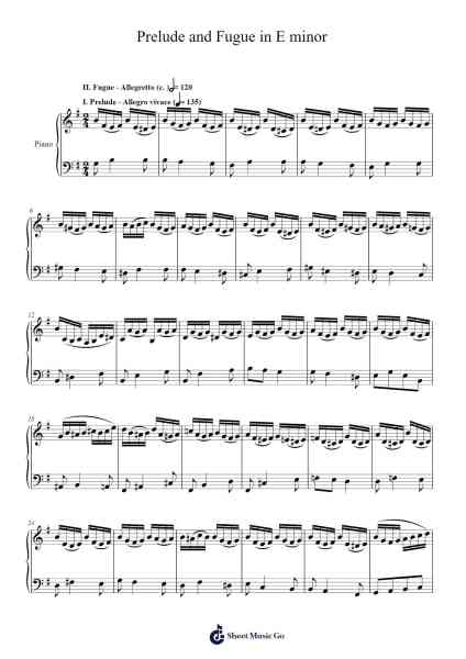 Prelude and Fugue in E minor Sheet Music by Campleign Eli-Arr.Stilkim