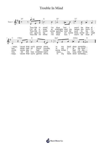Trouble In Mind Sheet Music by Richard M. Jones-Arr.Lanme