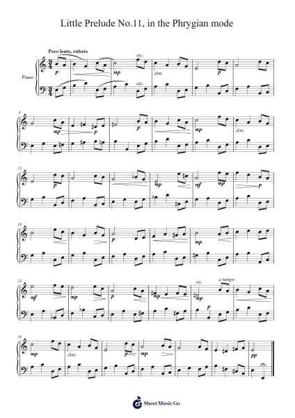 Little Prelude No. 11 in the Phrygian mode Sheet Music by Childdy Whitkin-Arr.Gisbey Gregbins