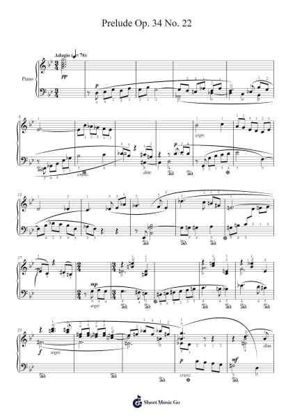 Prelude Op. 34 No. 22 Sheet Music by Dmitri Shostakovich-Arr.Bilmons Magmeg