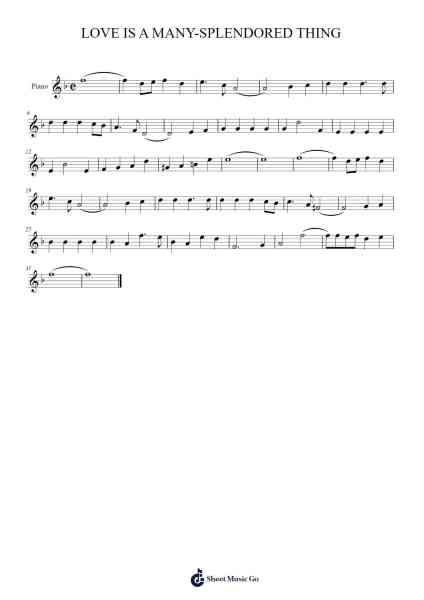 LOVE IS A MANY-SPLENDORED THING 樂譜由 Charwer Verjoel - 編曲 Boycehe