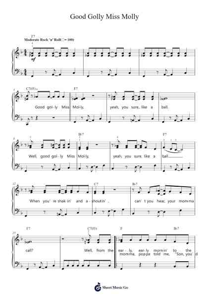 Good Golly Miss Molly Sheet Music by Little Richard-Arr.Sodwight