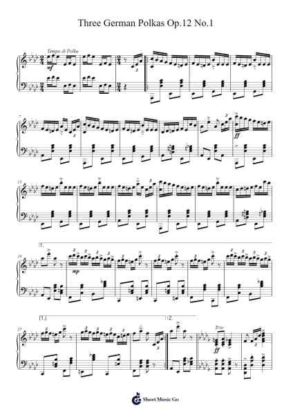 Three German Polkas Op.12 No.1 Sheet Music by Ethan Brown-Arr.Aslan Wordford