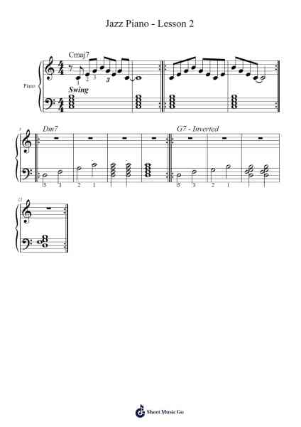 Jazz Piano - Lesson 2 Sheet Music by Jebois Hudlap-Arr.Hedbraith
