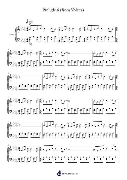 Prelude 6 (from Voices) Sheet Music by Max Richter-Arr.Urkuk Joneswat