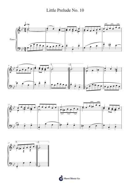 18 Little Preludes for Piano: No. 10 Sheet Music by Johann Sebastian Bach-Arr.Rayward