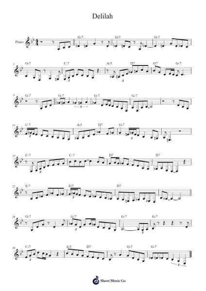 Delilah Sheet Music by -Arr.Blithediah