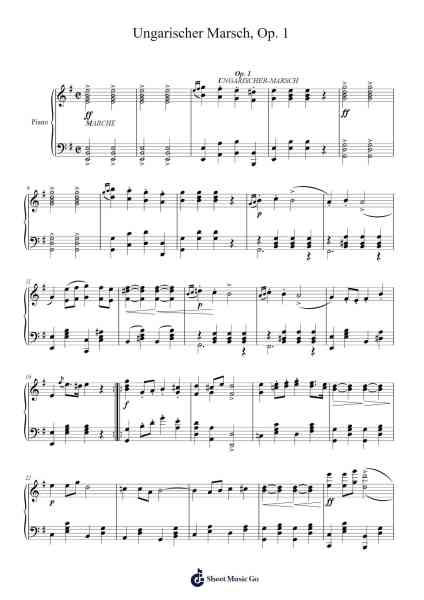 Ungarischer-Marsch, Op. 1 Sheet Music by Joseph Gungl-Arr.Asdict