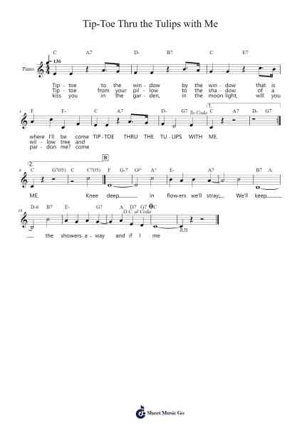 Tip-Toe Thru the Tulips with Me Sheet Music by Tiny Tim-Arr.Consclife Gosden