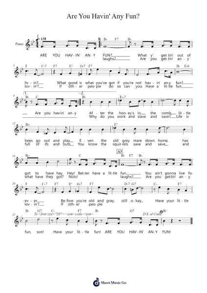 Are You Havin' Any Fun? Sheet Music by Sammy Fain-Arr.Shawstuart Bergwar