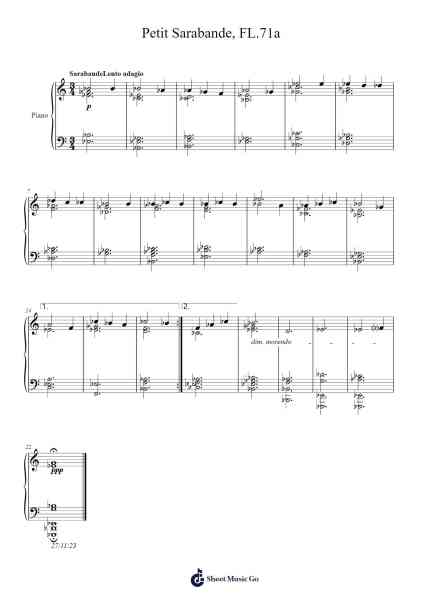 Petit Sarabande in A Minor, FL.71a Sheet Music by Franz Liszt-Arr.Hoywoolf Lindses