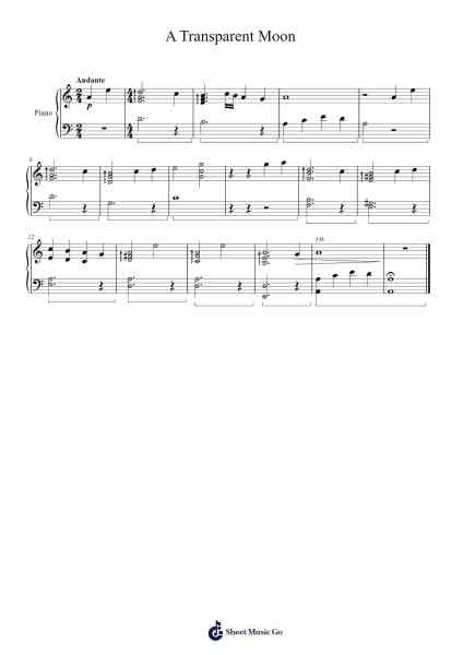 A Transparent Moon Sheet Music by Yu-Peng Chen-Arr.Milnett