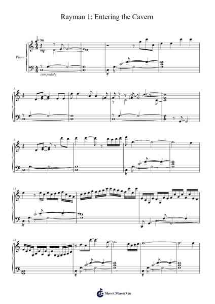 Rayman 1: Entering the Cavern Sheet Music by Remi Gazel-Arr.Odefred