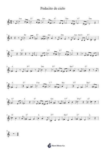 Pedacito de cielo Sheet Music by Homero Expósito-Arr.Lytckey Comnel