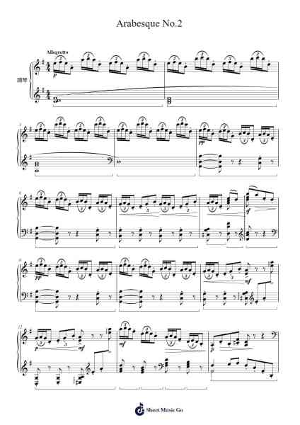 Arabesque No. 2 Sheet Music by Claude Debussy-Arr.Dwightlitt