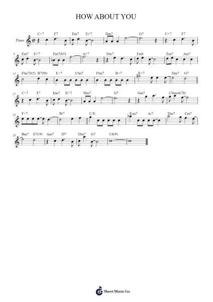 HOW ABOUT YOU Sheet Music by -Arr.Sylgou