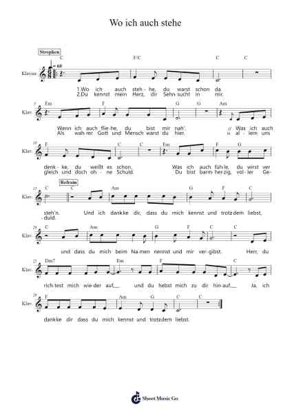 Wo ich auch stehe Sheet Music by Albert Frey-Arr.Haycah Touthale