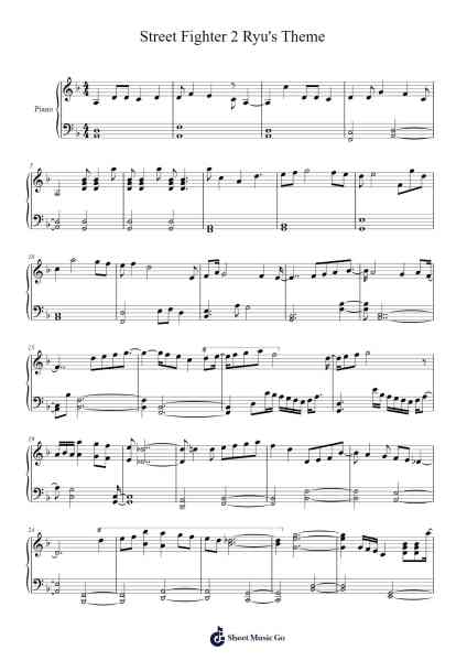 Street Fighter 2 Ryu's Theme Sheet Music by Misc Computer Games-Arr.Bophen
