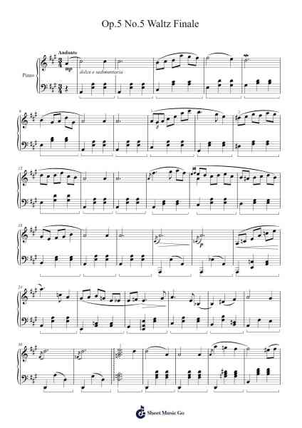 Waltz Op. 5 No. 5 "Finale" Sheet Music by Churgou-Arr.Buron