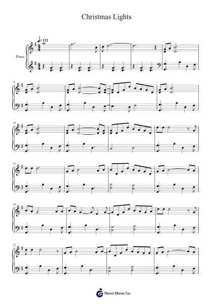 Christmas Lights Sheet Music by Coldplay-Arr.Hooshua