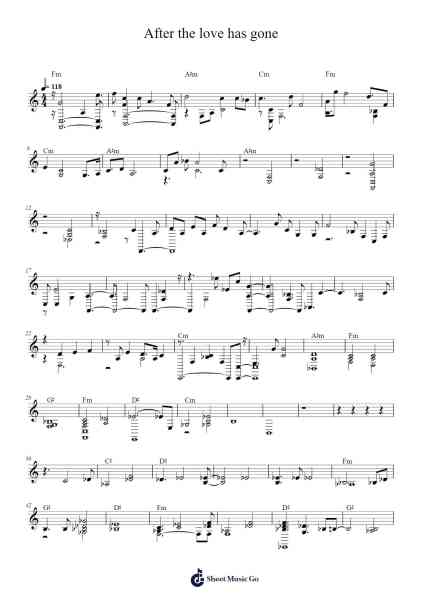 After the love has gone Sheet Music by Earth, Wind & Fire-Arr.Blansid Pashaw