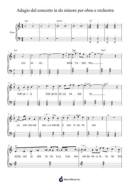 Adagio dal concerto in do minore per oboe e orchestra Sheet Music by Benedetto Marcello-Arr.Colhill Crichjo