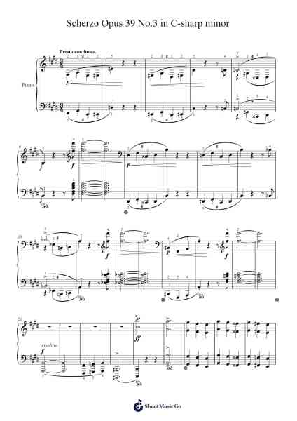 Scherzo No. 3 in C-sharp Minor, Op. 39 Sheet Music by Frédéric Chopin-Arr.Yuleboyle Kingshous