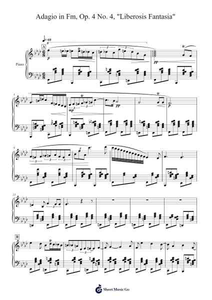 Adagio in F Minor, Op. 4 No. 4, "Liberosis Fantasia" Sheet Music by Damian Varnum-Arr.Hoyving