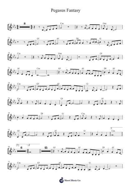 Pegasus Fantasy Sheet Music by Misc Cartoons-Arr.Loulup