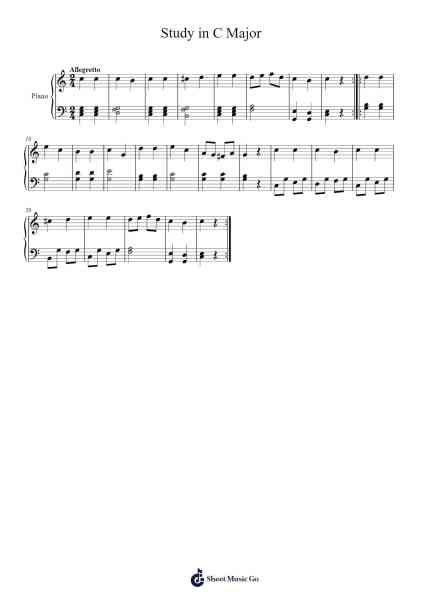 Study in C Major Sheet Music by Anton Diabelli-Arr.Caescott