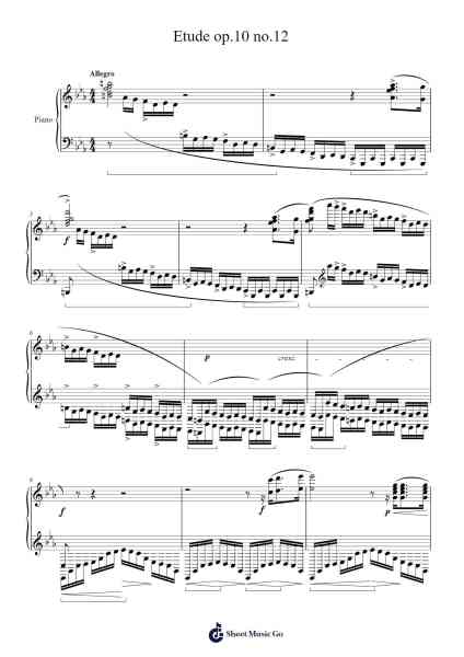 Etude Op. 10 No. 12 in C Minor "Revolutionary" Sheet Music by Frédéric Chopin-Arr.Caelaide Fieldtes