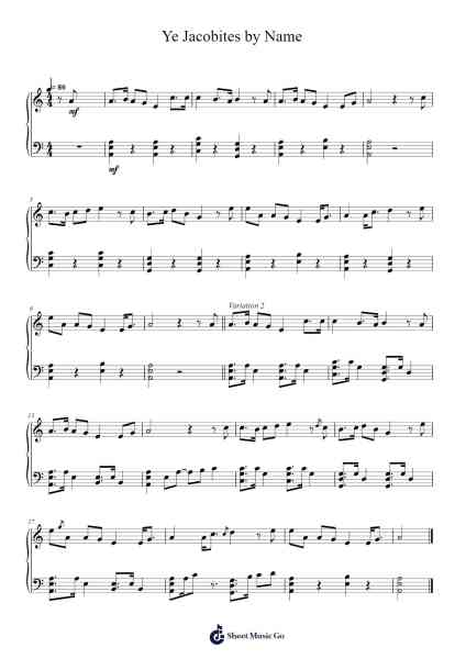 Ye Jacobites by Name Sheet Music by Misc Traditional-Arr.Vogtthia