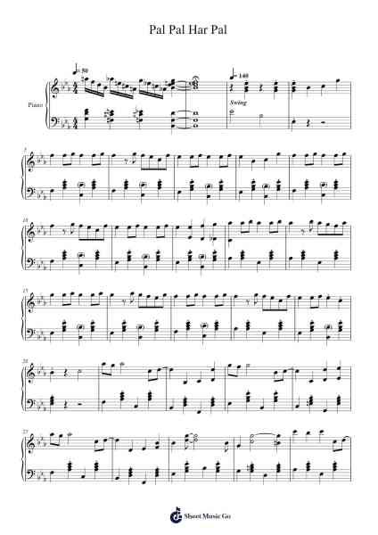 Pal Pal Har Pal 楽譜 by Pavan Chaudhari-Arr.Lechloe