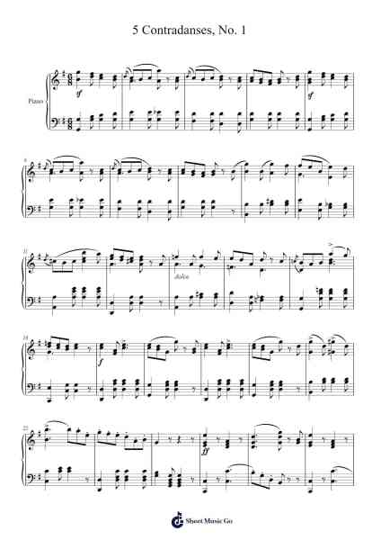 5 Contradanses, No. 1 Sheet Music by Mikhail Glinka-Arr.Hughlon
